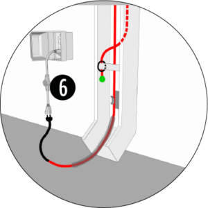 plug in heat tape at bottom of downspout