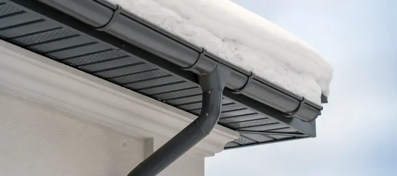 ice dams and gutters with downspouts