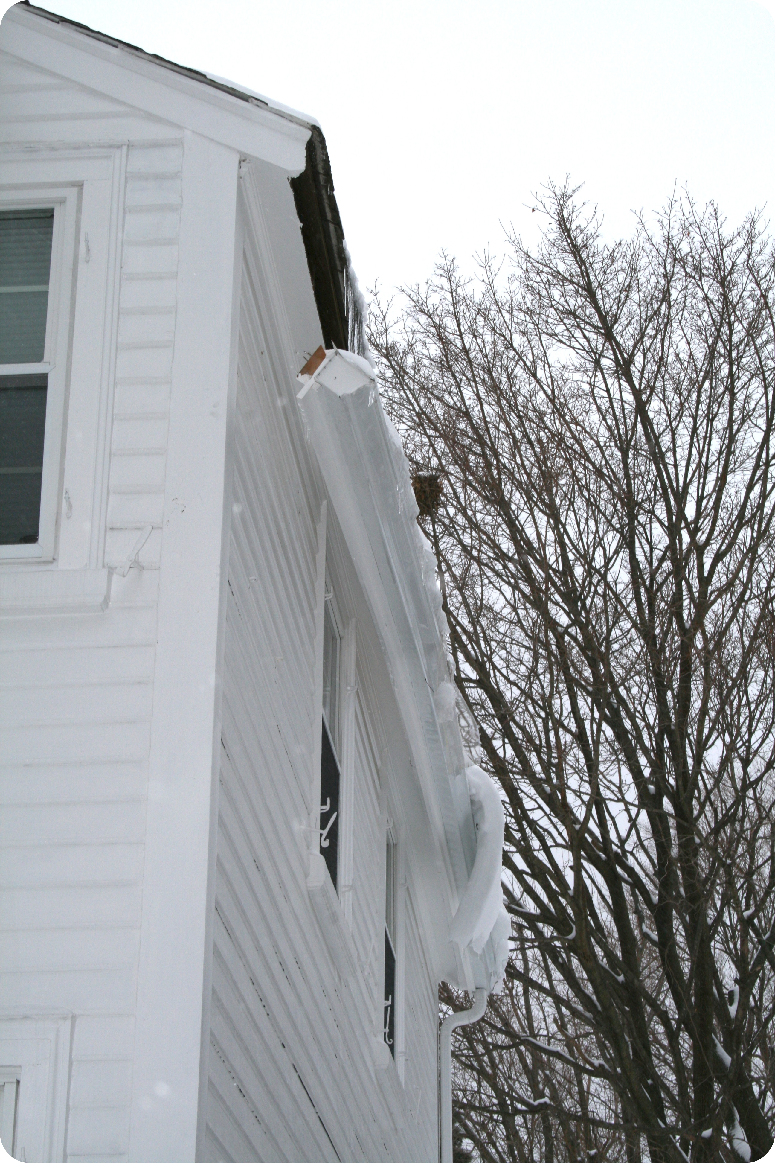 Damaged gutter from ice weight